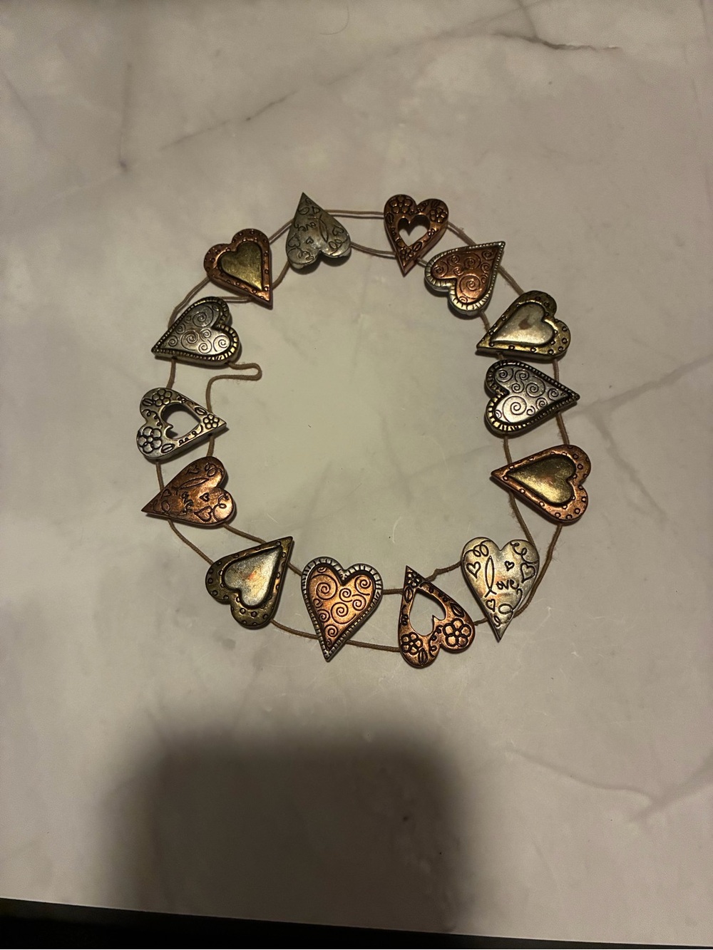 Lia Sophia Multi-Tone Heart Link Necklace - Gold, Copper, Silver